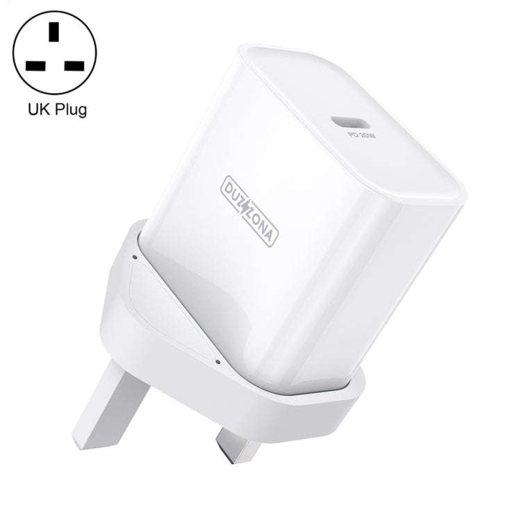 DUZZONA T3 PD 20W USB-C/Type-C Single Port Travel Charger, UK Plug(White)
