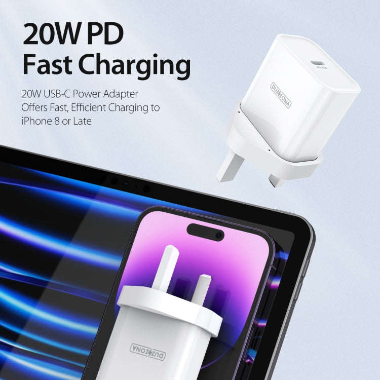 DUZZONA T3 PD 20W USB-C/Type-C Single Port Travel Charger, UK Plug(White)