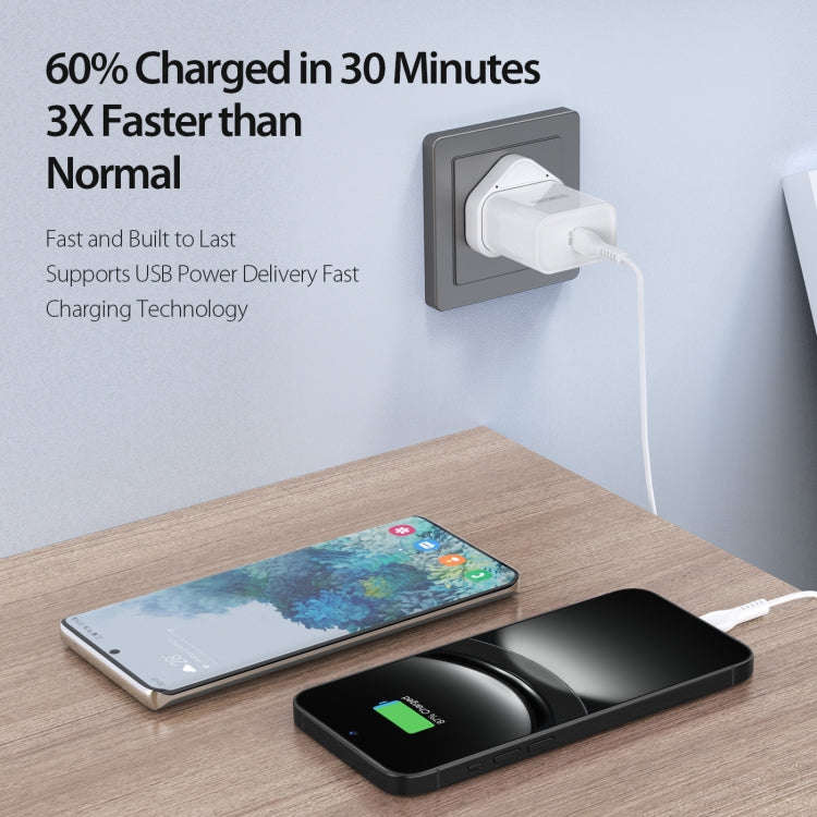 DUZZONA T3 PD 20W USB-C/Type-C Single Port Travel Charger, UK Plug(White)