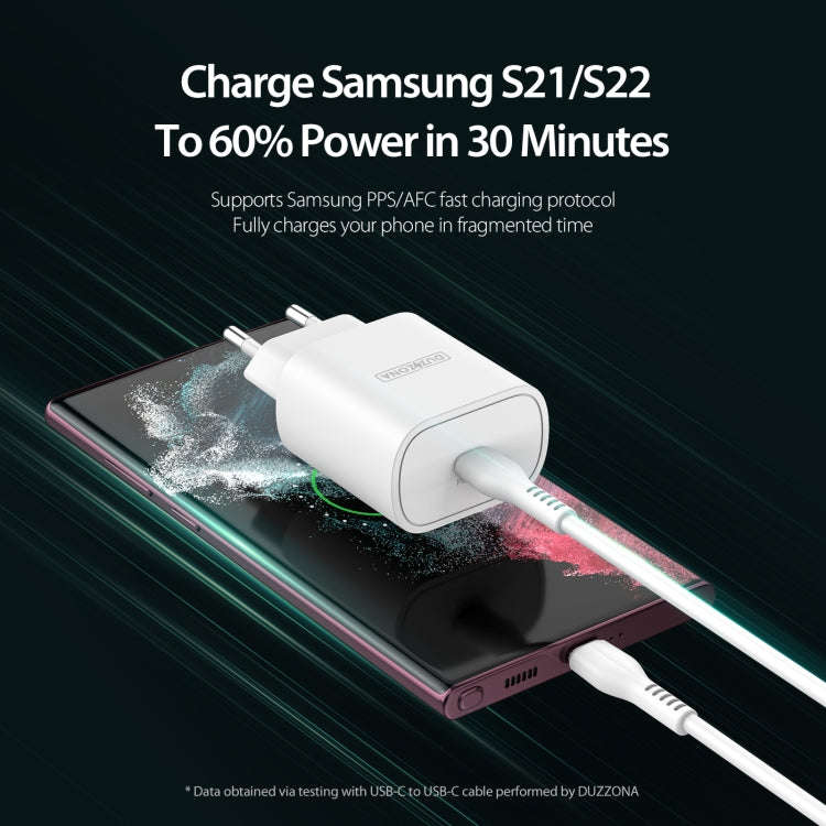 DUZZONA T6 PD 25W USB-C/Type-C Single Port Travel Charger,EU Plug(White)