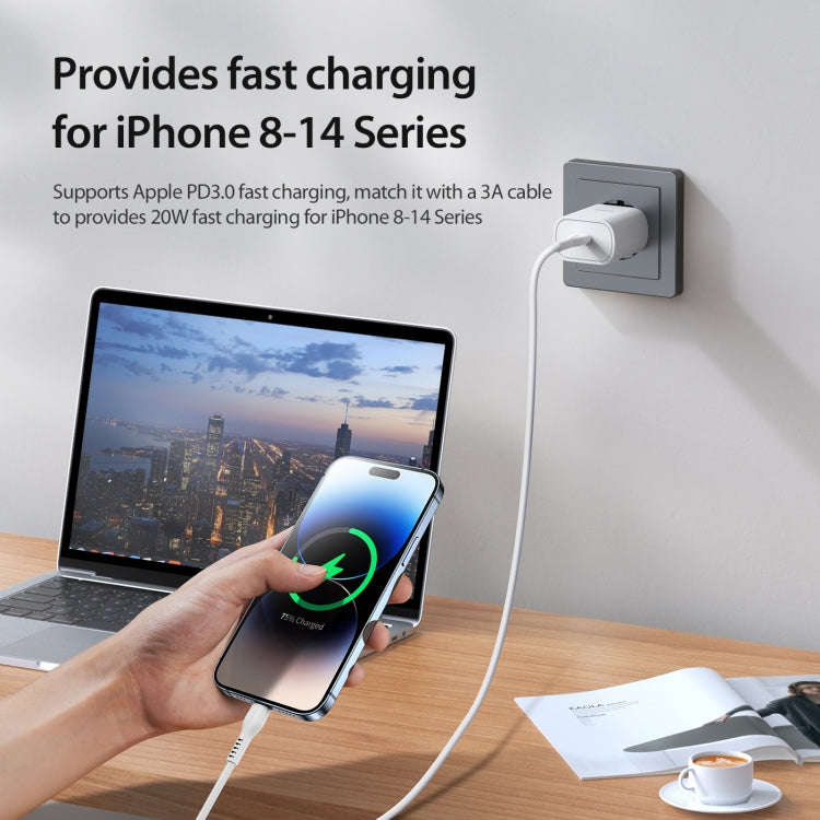 DUZZONA T6 PD 25W USB-C/Type-C Single Port Travel Charger,EU Plug(White)