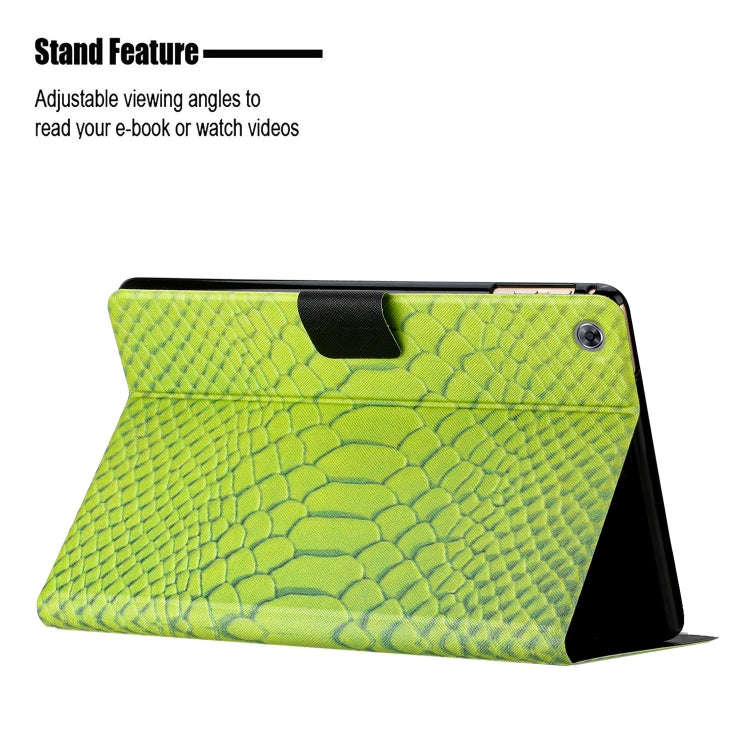 For Huawei MatePad T 10s Solid Color Crocodile Texture Leather Tablet Case(Green)