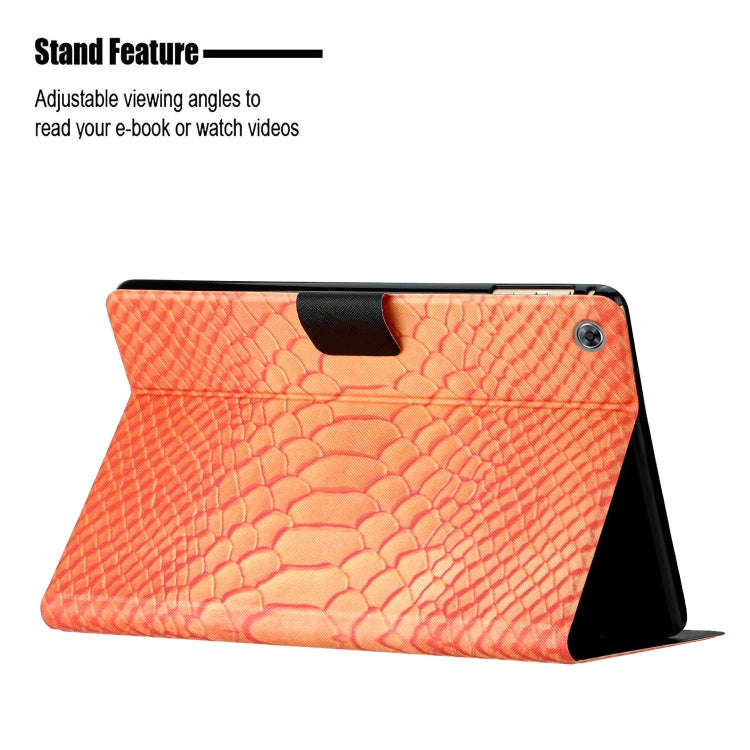 For Huawei MatePad T 10s Solid Color Crocodile Texture Leather Tablet Case(Orange)