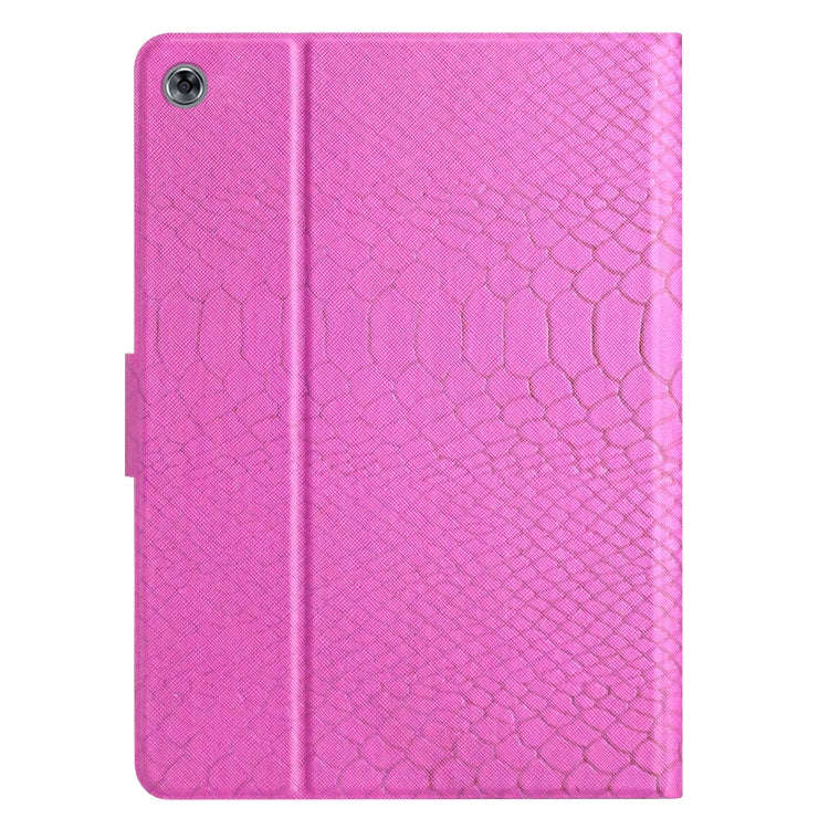 For Huawei MatePad T 10s Solid Color Crocodile Texture Leather Tablet Case(Rose Red)