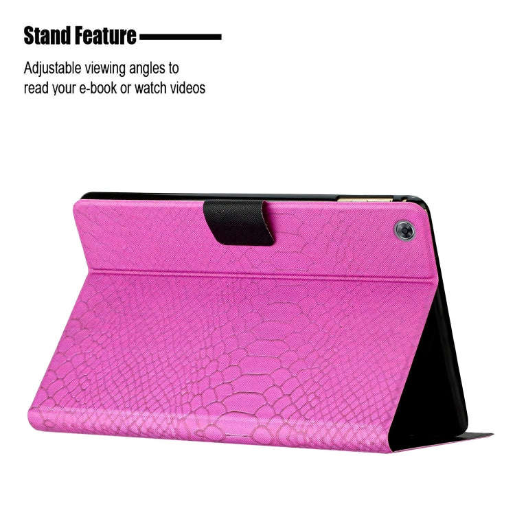 For Huawei MatePad T 10s Solid Color Crocodile Texture Leather Tablet Case(Rose Red)