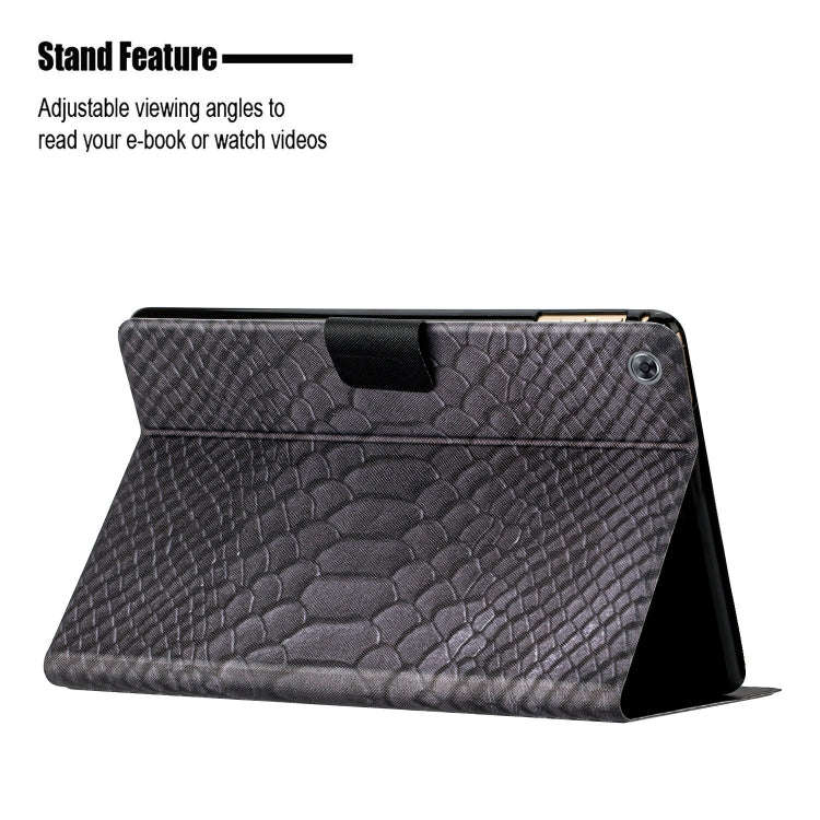 For Huawei MatePad T8 Solid Color Crocodile Texture Leather Tablet Case(Black)