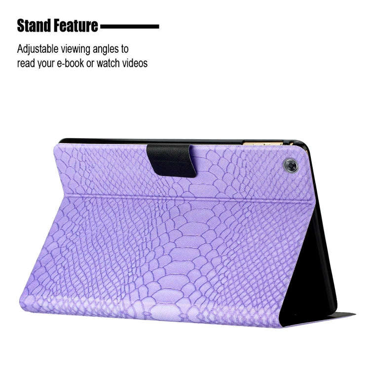 For Huawei MatePad T8 Solid Color Crocodile Texture Leather Tablet Case(Purple)