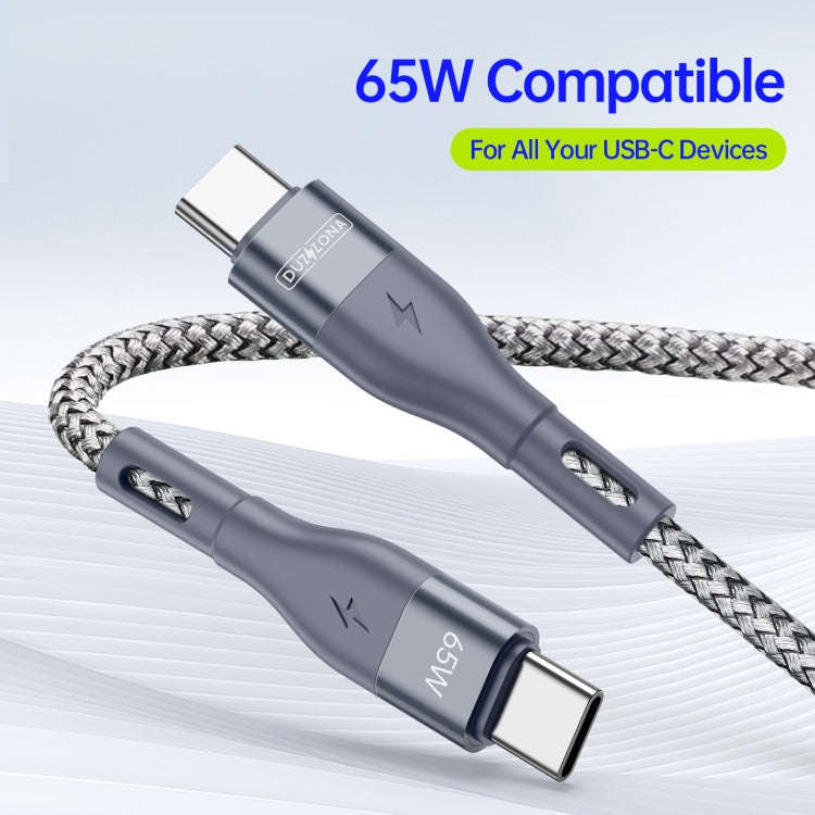 DUZZONA A2 PD 65W USB-C / Type-C to Type-C Fast Charging Data Cable, Length: 1m(Grey)