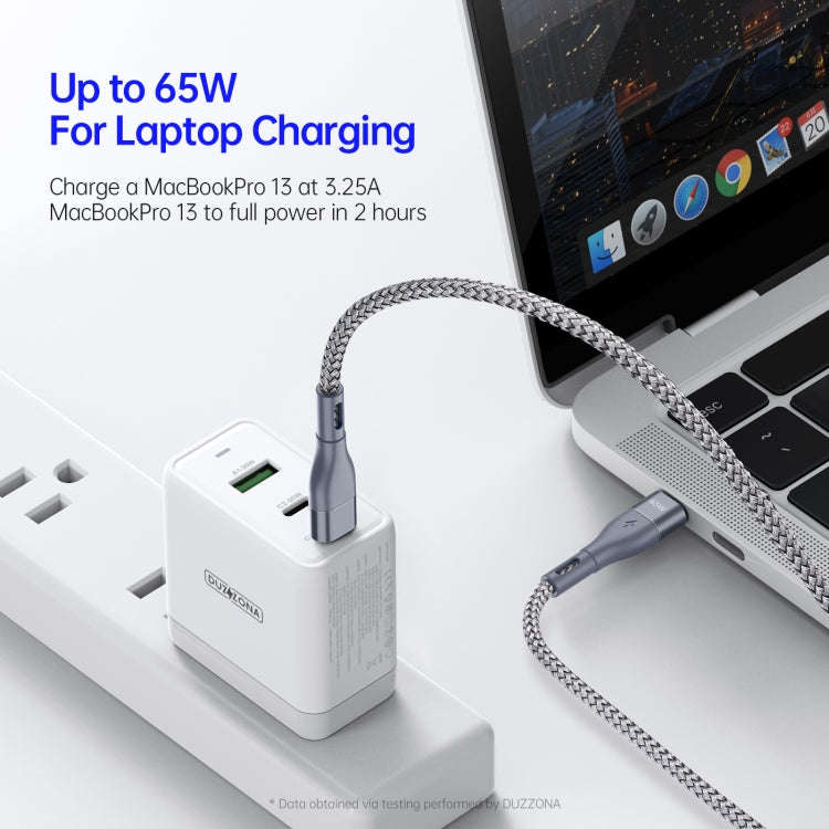 DUZZONA A2 PD 65W USB-C / Type-C to Type-C Fast Charging Data Cable, Length: 1m(Grey)