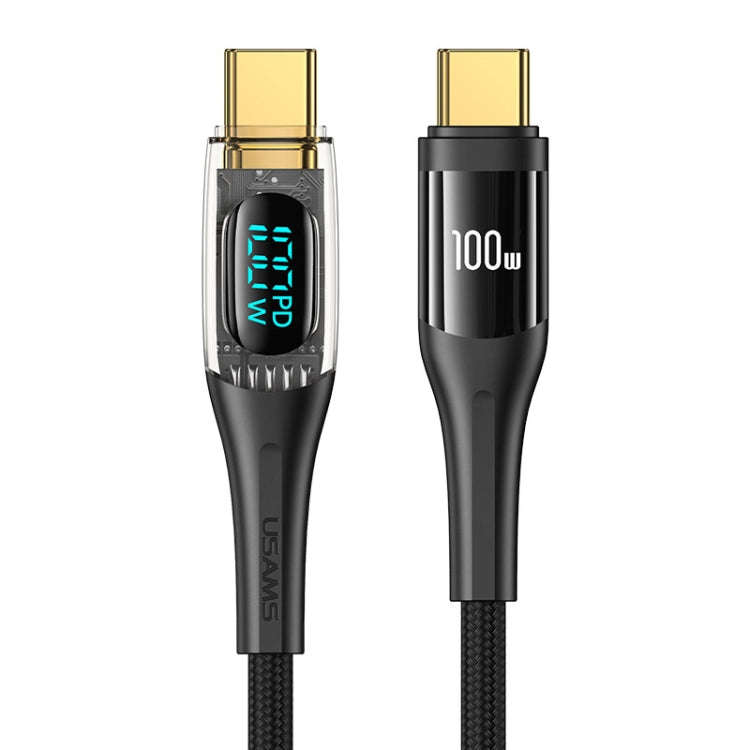USAMS Type-C to Type-C PD100W Aluminum Alloy Transparent Digital Display Fast Charge Data Cable, ...
