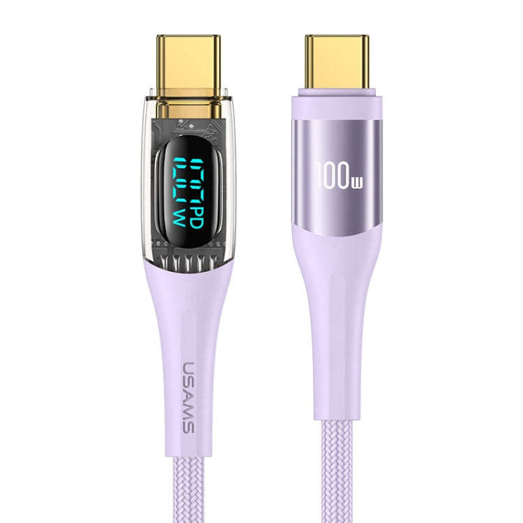 USAMS Type-C to Type-C PD100W Aluminum Alloy Transparent Digital Display Fast Charge Data Cable, ...