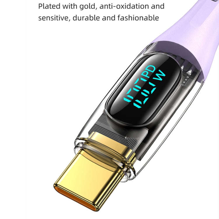 USAMS Type-C to Type-C PD100W Aluminum Alloy Transparent Digital Display Fast Charge Data Cable, ...