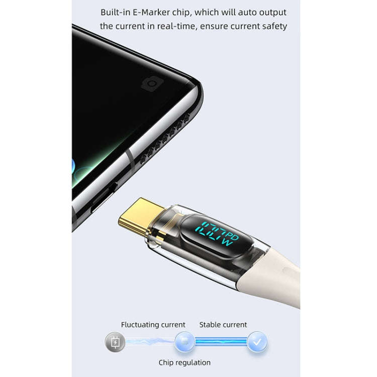 USAMS Type-C to Type-C PD100W Aluminum Alloy Transparent Digital Display Fast Charge Data Cable, ...