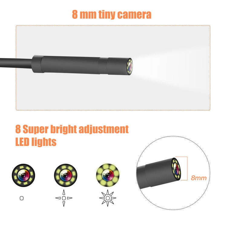P40 8mm HD Waterproof Portable Integrated Hand-held Vertical Screen Industry Endoscope, Length:2m...