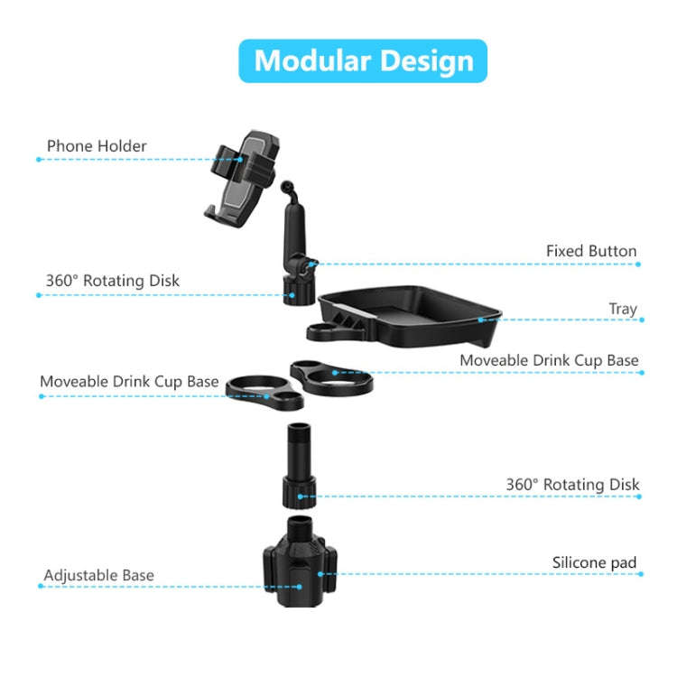 B10 Car Drink Water Cup Mobile Phone Holder 360 Degree Rotating Dinner Plate(Grey)
