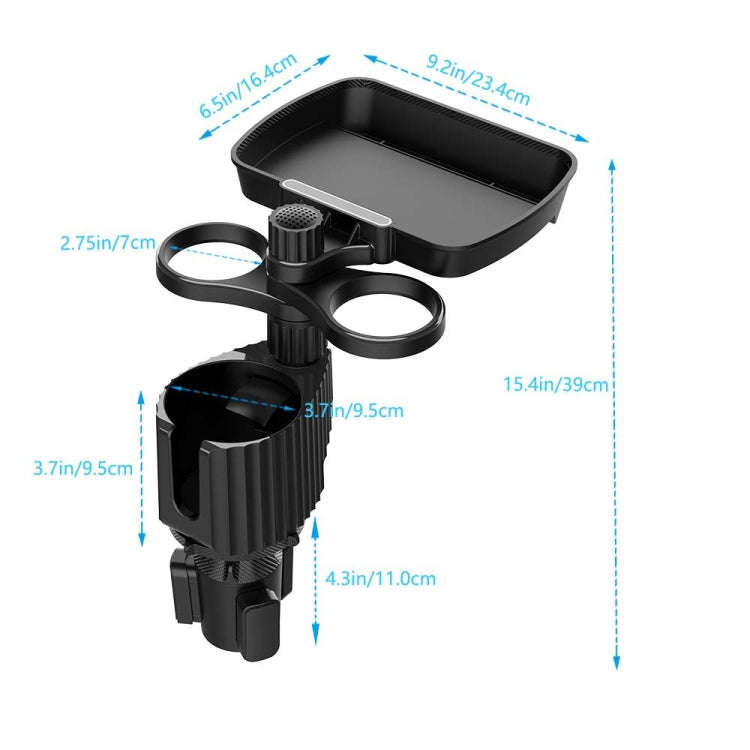 A05 Car Drink Water Cup Holder 360 Degree Rotating Dinner Plate(Black)