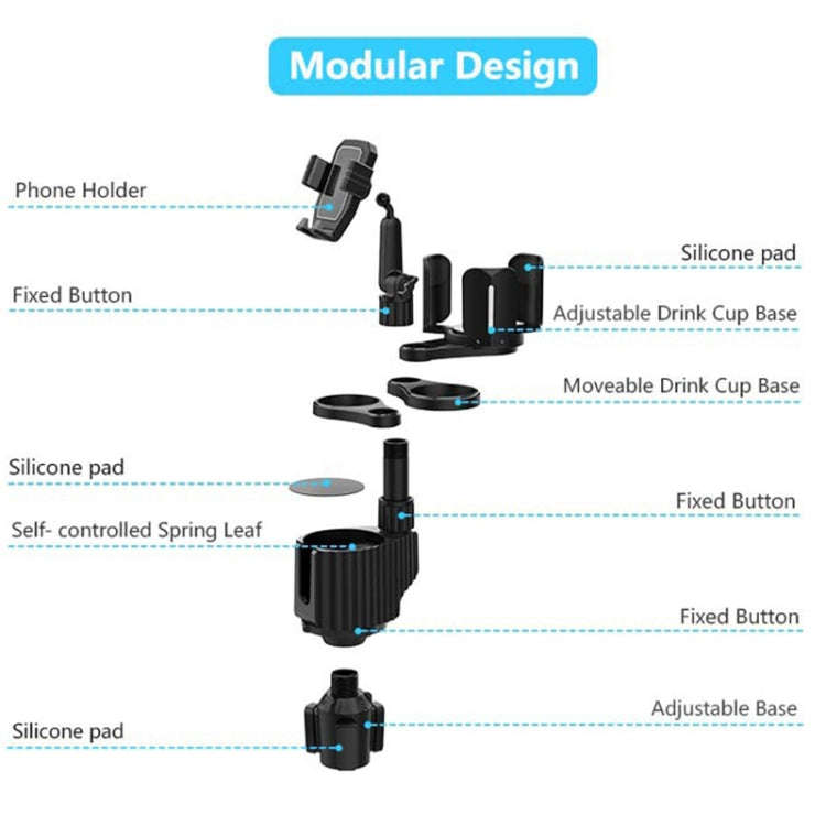 A08 Car Drink Water Cup Mobile Phone Holder(Grey)
