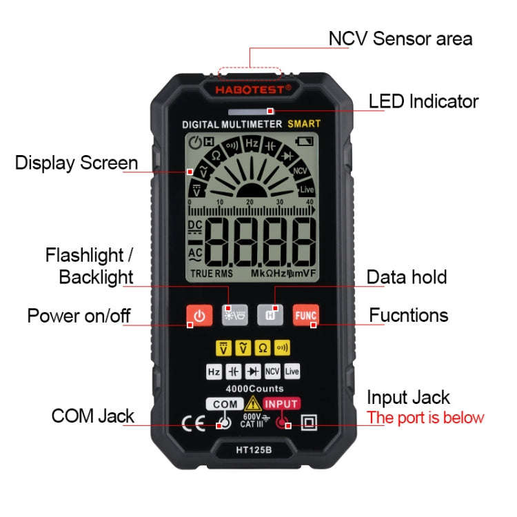 HABOTEST HT125B Digital High Precision Mini Universal Meter
