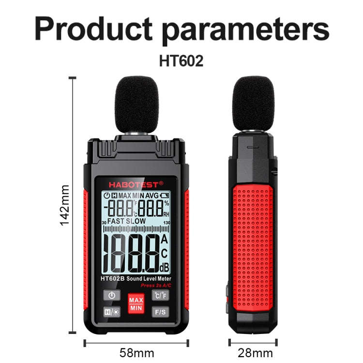 HABOTEST HT602B Multifunctional Digital Display Noise Decibel Tester