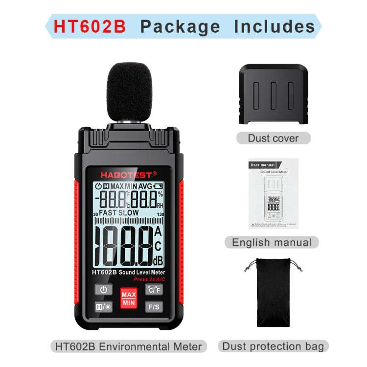 HABOTEST HT602B Multifunctional Digital Display Noise Decibel Tester