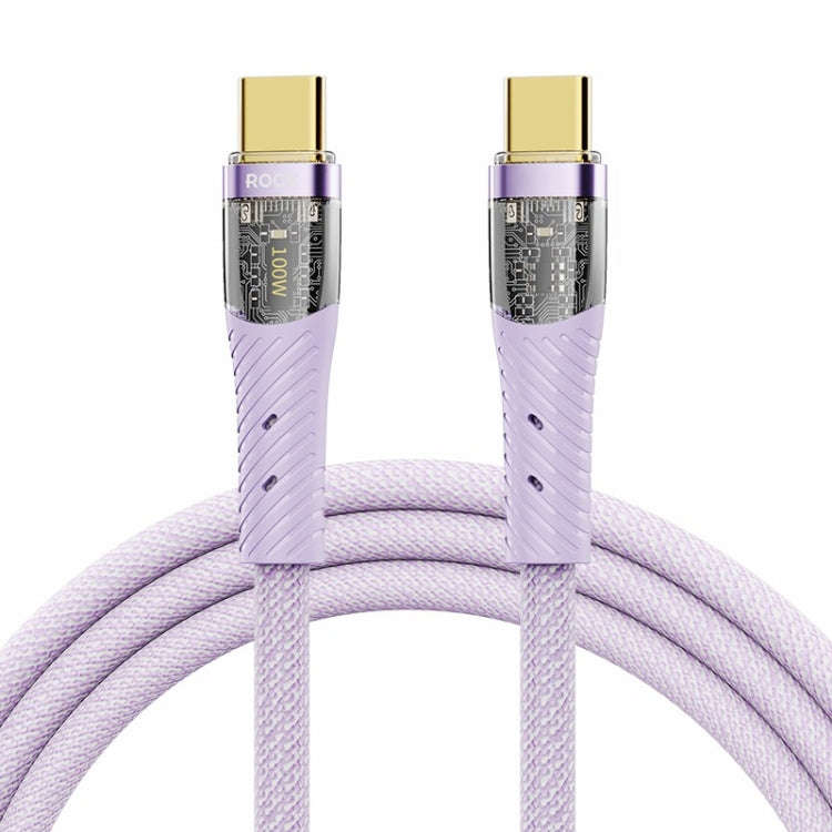 ROCK Z21 100W USB-C/Type-C to USB-C/Type-C Transparent Fast Charging Data Cable, Length: 1.2m(Pur...