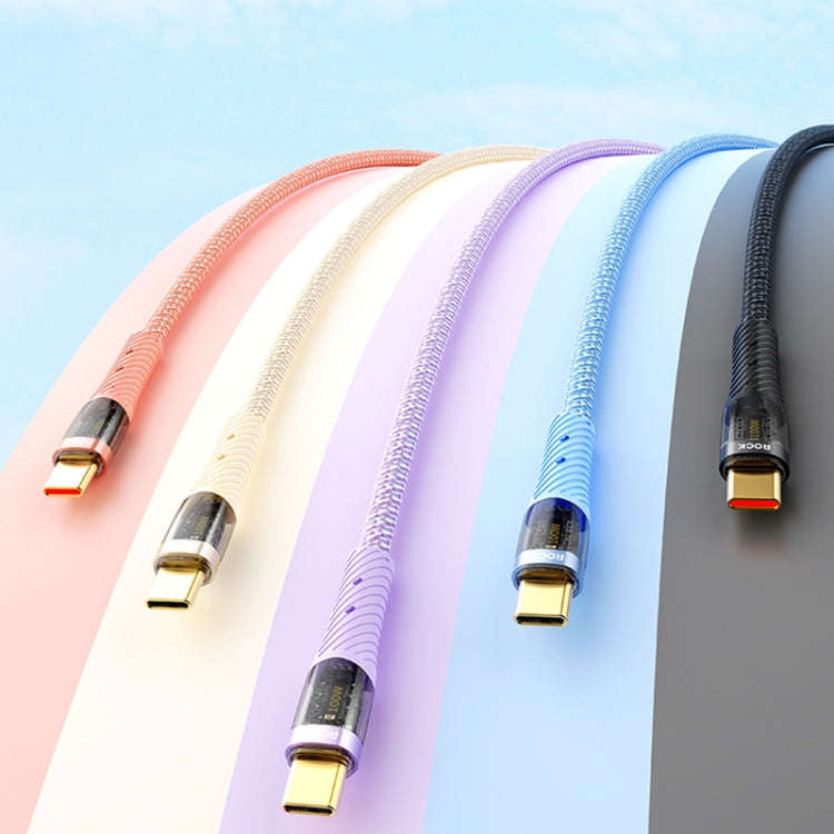 ROCK Z21 6A USB to USB-C/Type-C Transparent Fast Charging Data Cable, Length: 1.2m(Black)