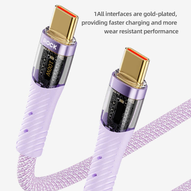 ROCK Z21 6A USB to USB-C/Type-C Transparent Fast Charging Data Cable, Length: 1.2m(Black)