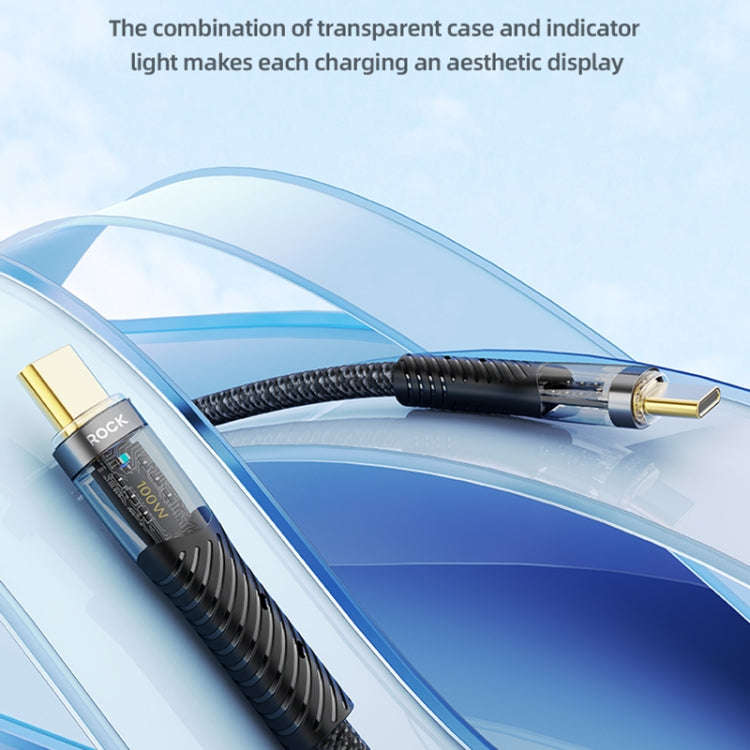 ROCK Z21 6A USB to USB-C/Type-C Transparent Fast Charging Data Cable, Length: 1.2m(Black)