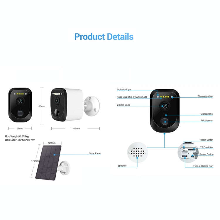 ESCAM QF370 3MP Cloud Storage PT WIFI Solar Panel IP Camera with PIR Alarm Support Night Vision &...