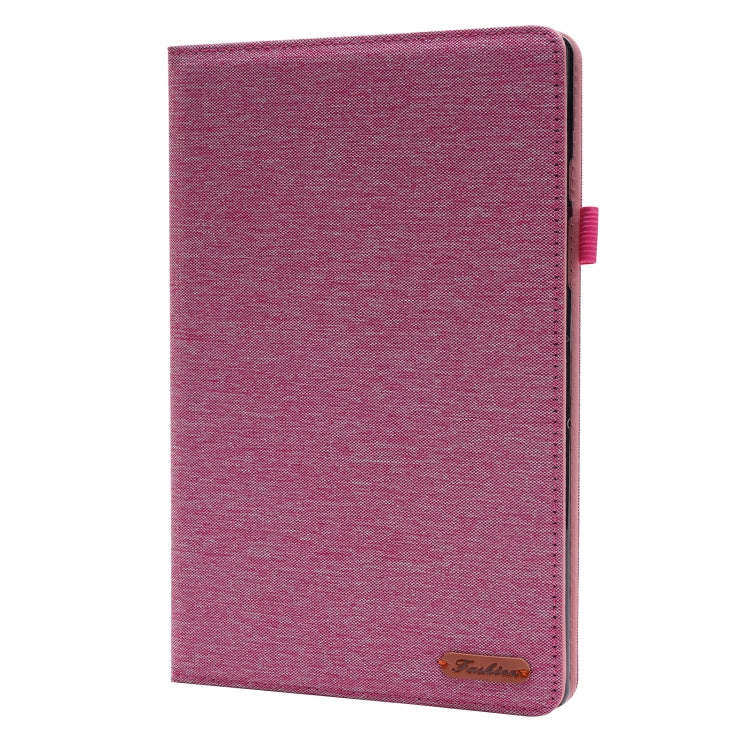 For Huawei MatePad SE Fabric Leather Tablet Case with Wake-up / Sleep Function(Rose Red)