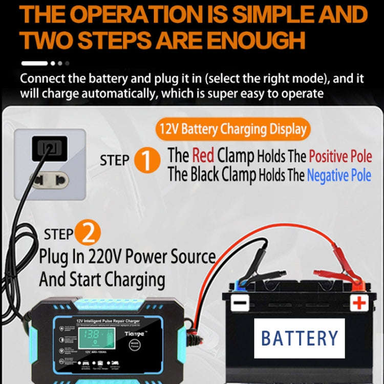 Motorcycle / Car Battery Smart Charger with LCD Creen, Plug Type:AU Plug(Blue)