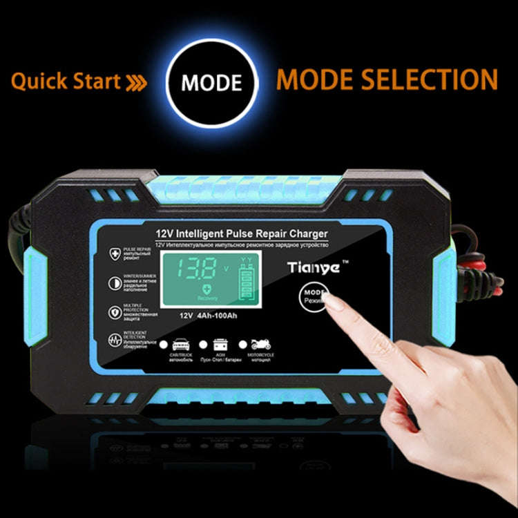 Motorcycle / Car Battery Smart Charger with LCD Creen, Plug Type:AU Plug(Blue)