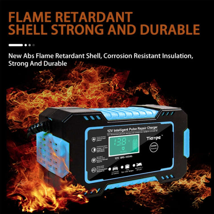 Motorcycle / Car Battery Smart Charger with LCD Creen, Plug Type:AU Plug(Blue)