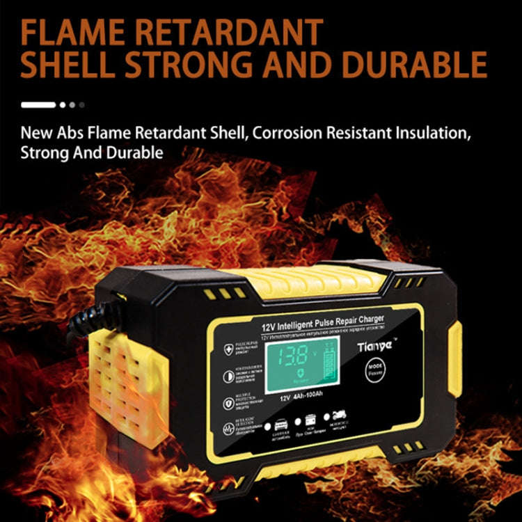 Motorcycle / Car Battery Smart Charger with LCD Creen, Plug Type:UK Plug(Yellow)