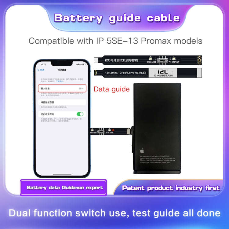 For iPhone 5 SE / 6s / 6 Plus / 6s Plus / 7 / 7 Plus i2C Battery Boot Strap Test Flex Cable