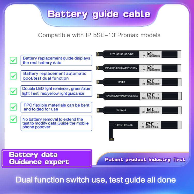 For iPhone 8 / 8 Plus / X / XR / XS / XS Max / 11 Pro / 11 Pro Max i2C Battery Boot Strap Test Fl...