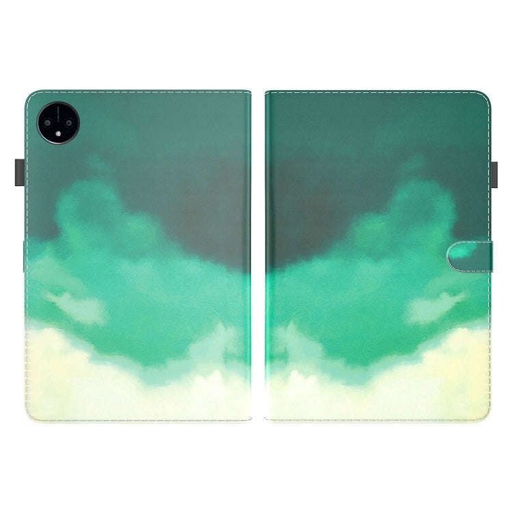 For Huawei MatePad Pro 11 2022 Watercolor Pattern Flip Leather Tablet Case(Cyan Green)