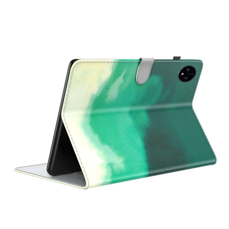 For Huawei MatePad Pro 11 2022 Watercolor Pattern Flip Leather Tablet Case(Cyan Green)