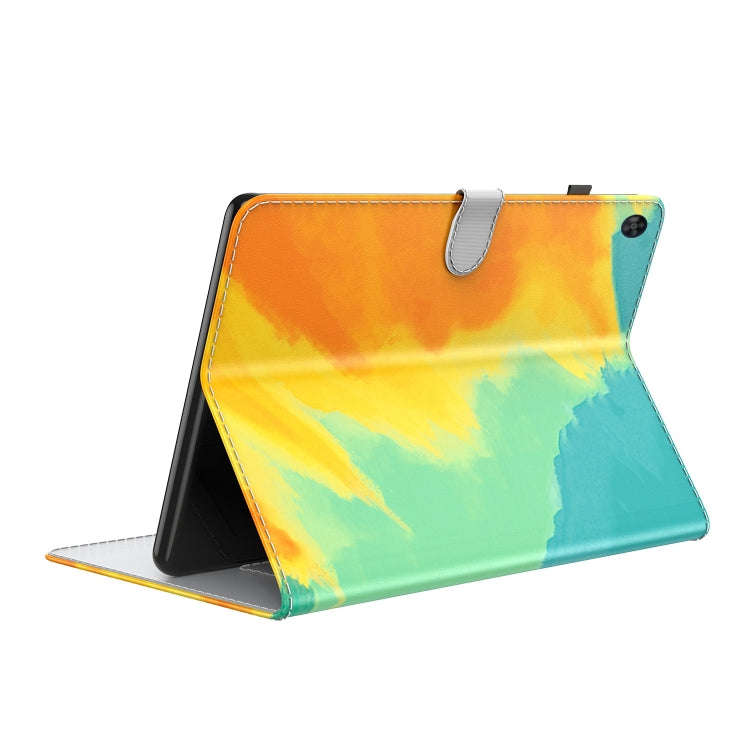 For Huawei MatePad SE Watercolor Pattern Flip Leather Tablet Case(Autumn Leaves)