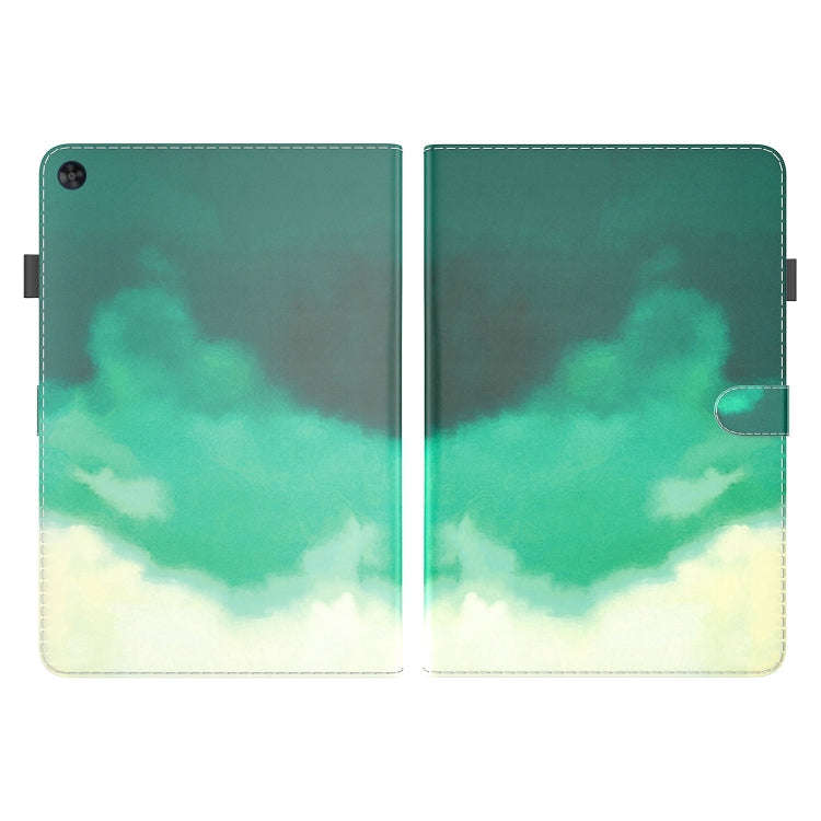 For Huawei MatePad SE Watercolor Pattern Flip Leather Tablet Case(Cyan Green)