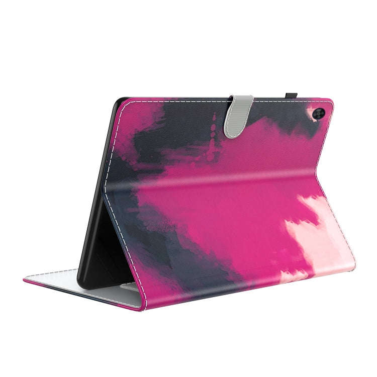 For Huawei MatePad SE Watercolor Pattern Flip Leather Tablet Case(Berry Color)