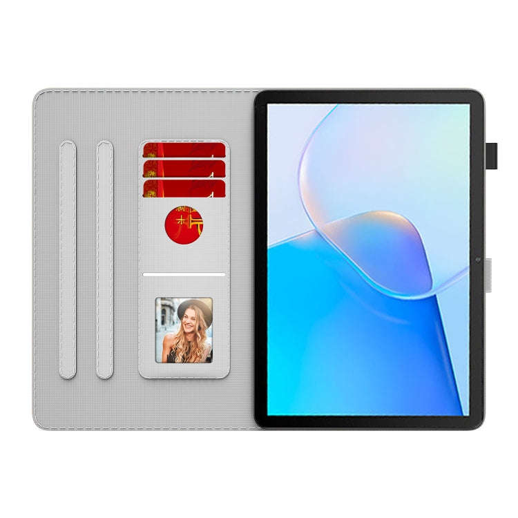 For Huawei MatePad SE Watercolor Pattern Flip Leather Tablet Case(Purple Red)