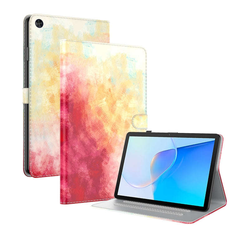 For Huawei MatePad SE Watercolor Pattern Flip Leather Tablet Case(Spring Cherry)