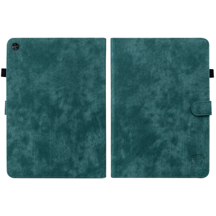 For Huawei MatePad SE Tiger Pattern Flip Leather Tablet Case(Dark Green)