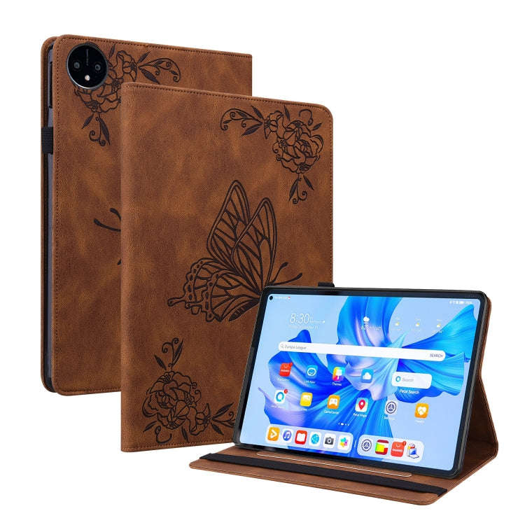 For Huawei MatePad Pro 11 2022 Butterfly Flower Embossed Leather Tablet Case(Brown)