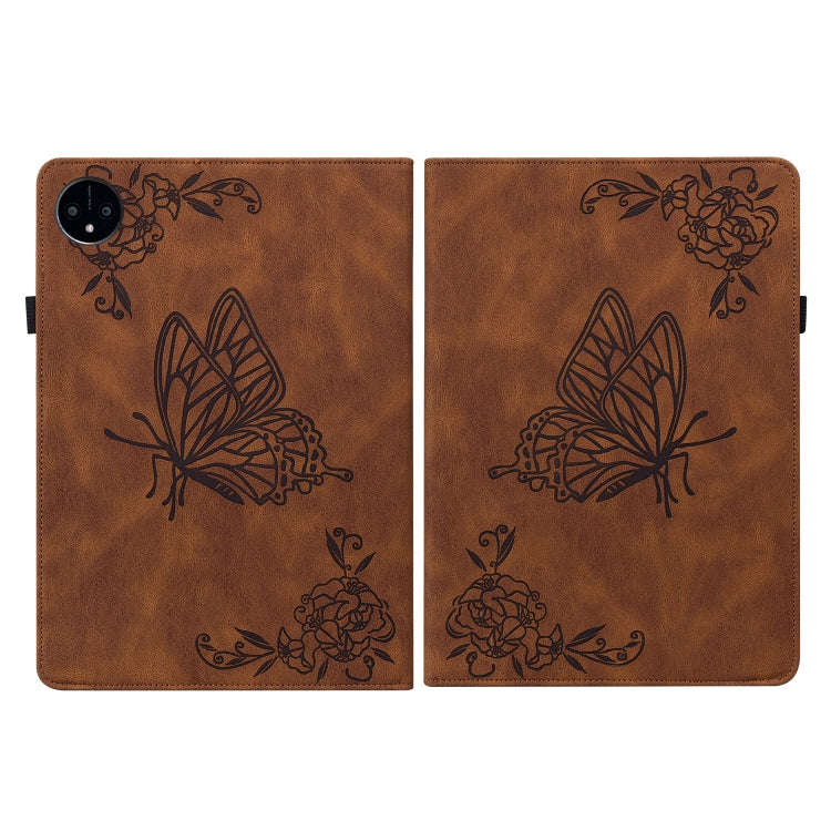 For Huawei MatePad Pro 11 2022 Butterfly Flower Embossed Leather Tablet Case(Brown)