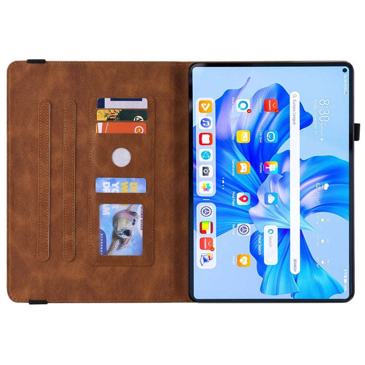 For Huawei MatePad Pro 11 2022 Butterfly Flower Embossed Leather Tablet Case(Brown)