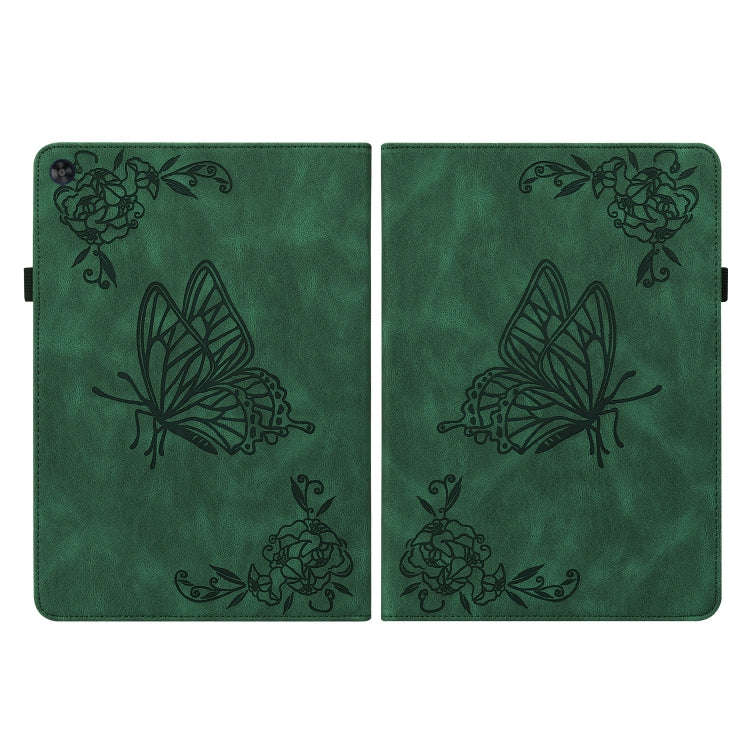 For Huawei MatePad SE Butterfly Flower Embossed Leather Tablet Case(Green)