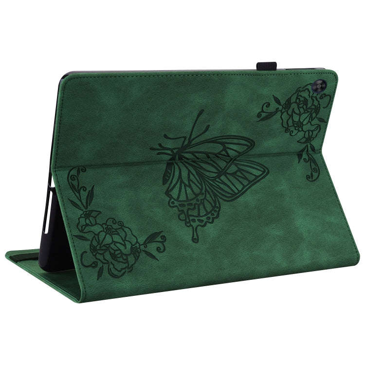 For Huawei MatePad SE Butterfly Flower Embossed Leather Tablet Case(Green)
