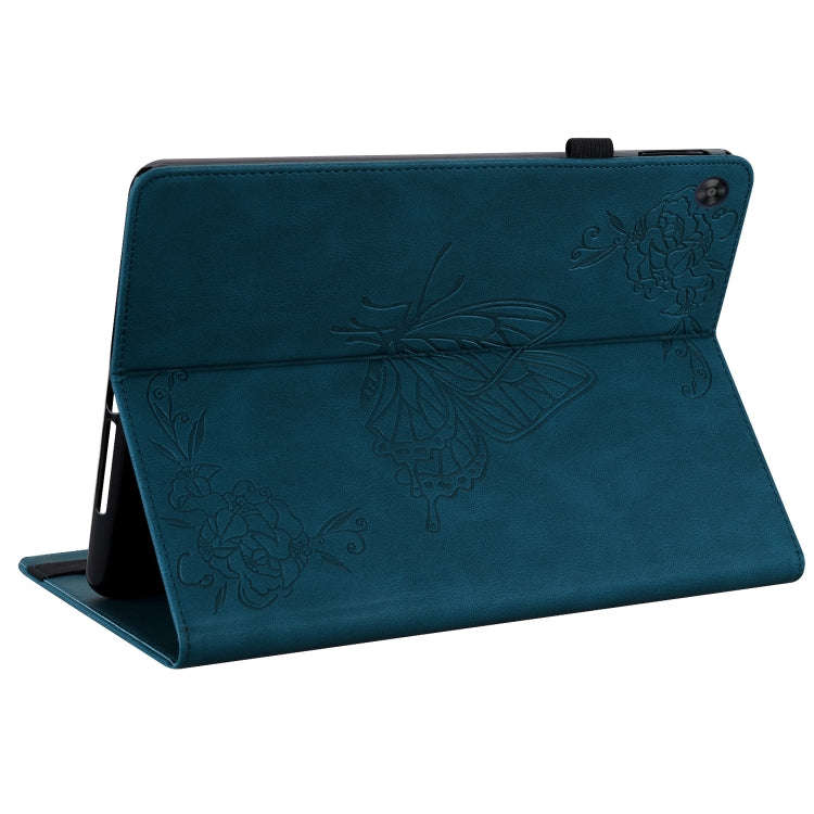 For Huawei MatePad SE Butterfly Flower Embossed Leather Tablet Case(Blue)